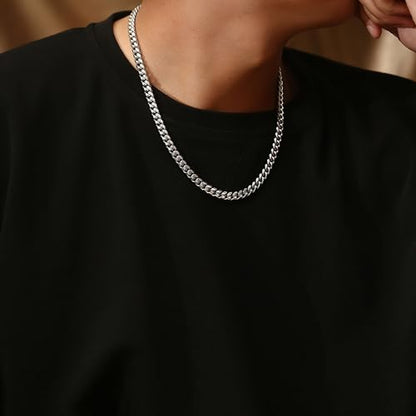 Miami Curb Cuban Link Chain for Men 9mm/12mm Width Chunky Hip Hop Necklace Curb Chains Length Chain 20"/22" for Men Women - color: Silver 9mm -