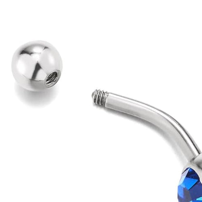 COOLSTEELANDBEYOND Belly Button Ring with Multi Cubic Zirconia Dangle, Elegant Crystal Drop Navel Piercing Jewelry