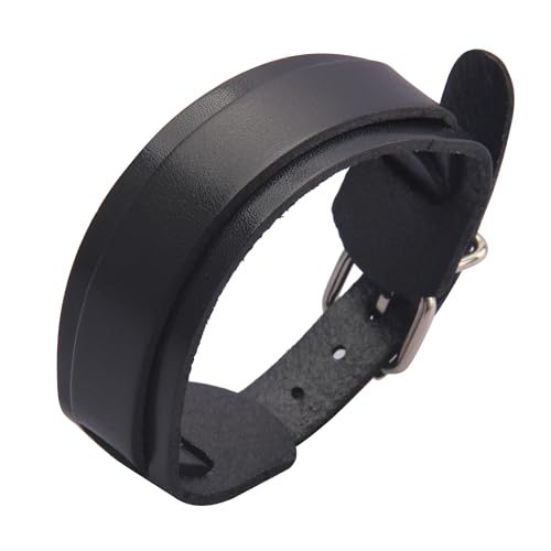 Jeilwiy Punk Leather Wristbands for Men Bracelets Handmade Wide Cuff Bangle Braided Jewelry Black Brown Adjustable - Punk Father's Gifts - color: Leather Cuff Bracelet Buckle