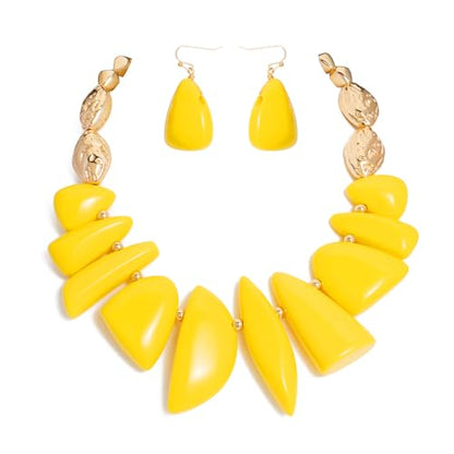 Bocar Chunky Beaded Necklace - color: Yellow-Set