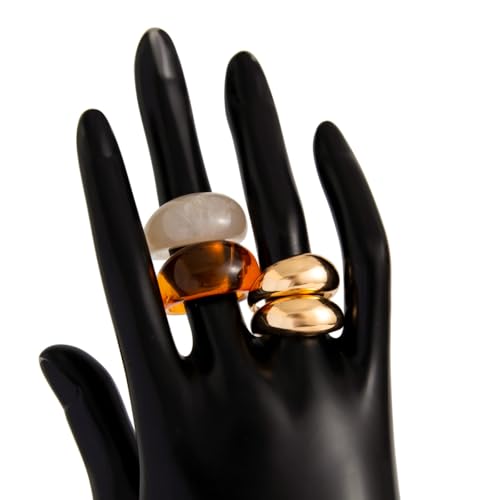 Chunky Gold Rings Set for Women Stacking Finger Knuckle Rings Silver Statement Ring Set Punk Jewelry - style: 144-4pcs