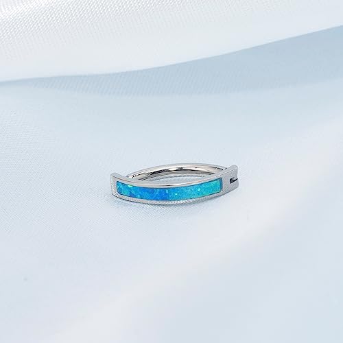 limerencia 14G G23 Titanium Belly Button Ring with Small Teardrop Cubic Zirconia 10mm Internally Threaded Navel Piercing Jewelry - color: Curved Hoop Blue Opal