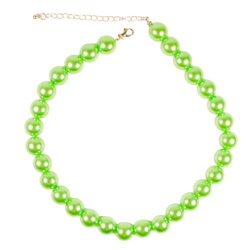 Large Red Beaded Choker Necklace for Women Vintage Black Pearls Balls Bead Collar Necklaces Chunky Adjustable Big Ball Pearl Jewelry Trendy Accessories - color: Green
