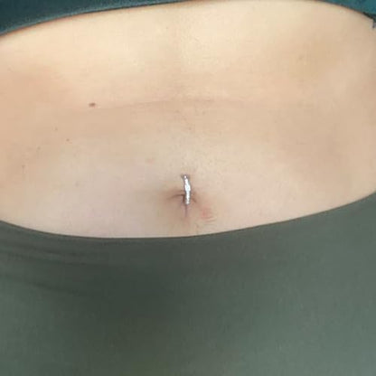 Silver Gold Belly Button Ring for Women Clicker Hoop Belly Rings Opal Navel Piercing Jewelry Dangle Hypoallergenic Surgical Steel Dainty Dangling Navel Rings for Women - color: B3-3p-rose gold