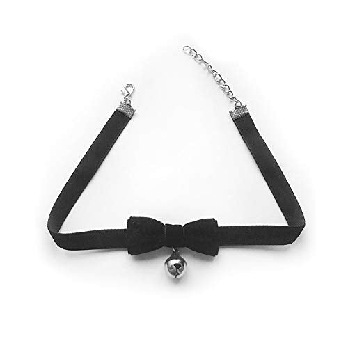 COS Gothic Lolita Bow Bells Velvet Ribbon Lace Necklace Choker