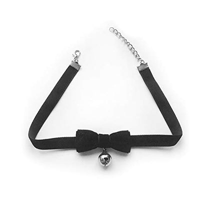 COS Gothic Lolita Bow Bells Velvet Ribbon Lace Necklace Choker
