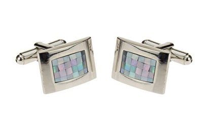 Mother of Pearl Mosaic Mens Cufflinks Stainless Steel Gift Box Quality Cuff Link