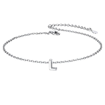 ChicSilver Initial Bracelet for Women 925 Sterling Silver Letter Initial Bracelet Dainty Personalized 26 Alphabet Jewelry Gifts for Birthday Anniversary Wedding - style: L