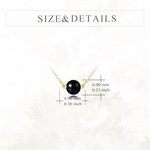 KECHO 14K Real Gold Beads Pendant Necklace Solid Yellow Gold Jewelry Anniversary Birthday Gifts for Women - color: Black Onyx 1