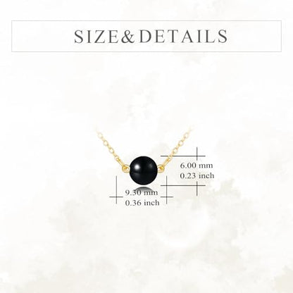 KECHO 14K Real Gold Beads Pendant Necklace Solid Yellow Gold Jewelry Anniversary Birthday Gifts for Women - color: Black Onyx 1