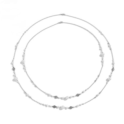 Long Necklaces for Women Pearl Necklaces for Women Long Chain Necklace Dainty Layered Pearl Necklace Statement Sweater Strand Chain Jewelry - color: Silver