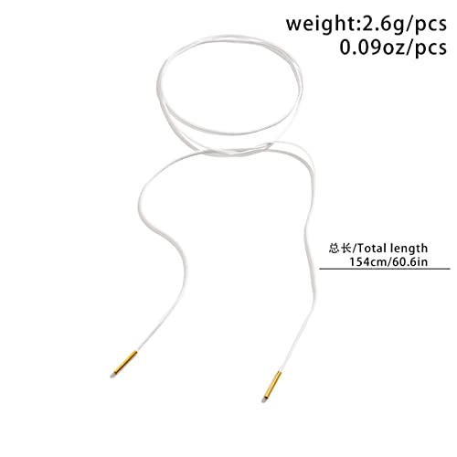 Bethynas Gothic Bow-knot Velvet Choker Necklace Sexy Long Wrap Rope Collar Tie Neck Chain with Silver Gold Pendant Boho Party Neck Accessories for Women - color: White