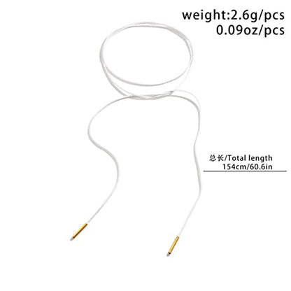 Bethynas Gothic Bow-knot Velvet Choker Necklace Sexy Long Wrap Rope Collar Tie Neck Chain with Silver Gold Pendant Boho Party Neck Accessories for Women - color: White
