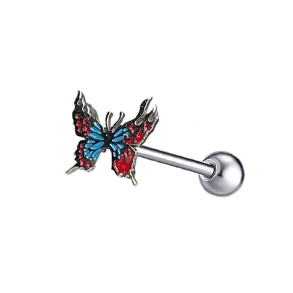 14G Butterfly Tongue Rings for Women Stainless Steel Tongue Barbell Tongue Piercing Jewelry