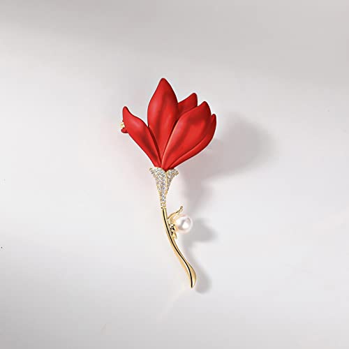 Red Rose Flower Brooches and Pins for Women Costume Jewelry Brooch Pins Broches Jewelry for Women Elegant Lady Pin - style: Poppy