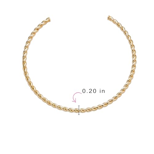 Bling Jewelry Tradtional Cable Twist Braid Rope Choker Collar Necklace For Women Teens Polished 14K Yellow Gold Plated