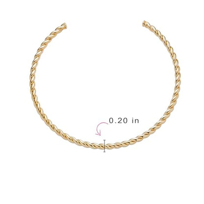 Bling Jewelry Tradtional Cable Twist Braid Rope Choker Collar Necklace For Women Teens Polished 14K Yellow Gold Plated