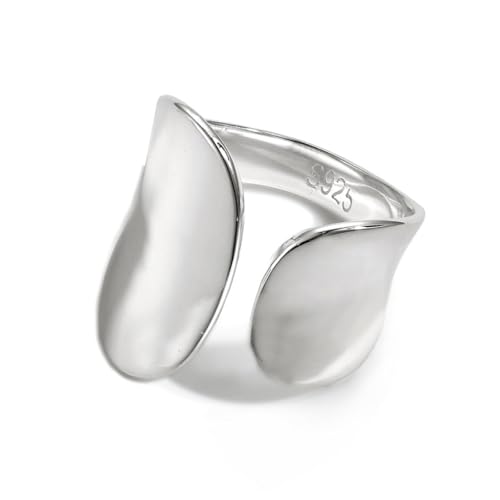 925 Sterling Silver Wide Band Ring Simple Handmade Hammered Chunky Statement Rings Adjustable Boho Thumb Ring for Women Men - color: Pattern 3