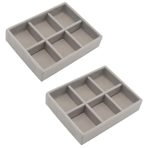 2pcs Velvet Ring Holder,Jewelry Organizer Tray Small Ring Display,Stackable Insert Holders for Jewelry Box/Home Show Storage(Grey B) - color: Grey, size: B