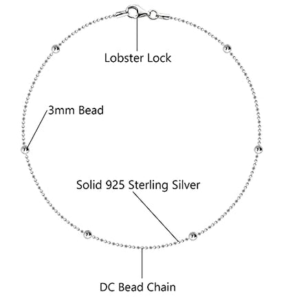 Savlano 925 Sterling Silver 9, 10 Inches Chain Anklet for Women Comes With a Gift Box - style: DC Bead/3mm Bead