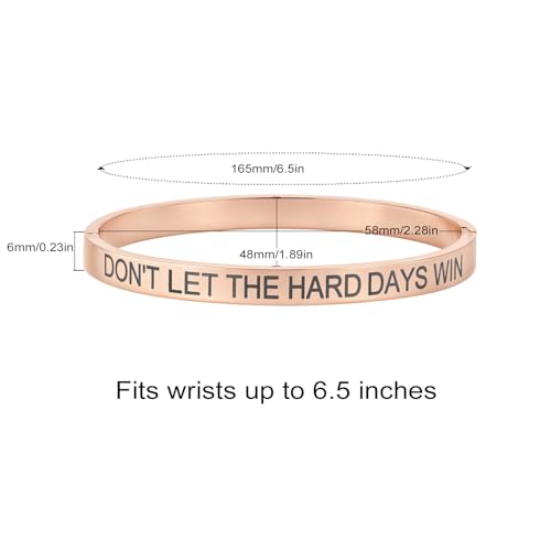 Inspirational Christian Bracelet for Women, Oval Engraved Bible Verse Love Bangle Cuff, Faith Scripture Jewelry, Religious Encouragement Gift for Mom Daughter Sister Friend - color: DON'T LET THE HARD DAYS WIN-Oval Bangle Rose Gold
