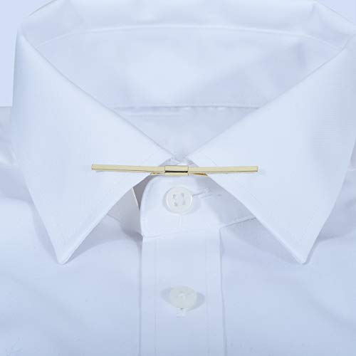 3PCS Men's Classic Tie Clips - Shirt Collar Clip Bar for Necktie - Gold, Silver, Black Tone - Tie Pins, Collar Holder - style: 60mm Length Flat Head