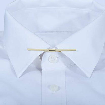 3PCS Men's Classic Tie Clips - Shirt Collar Clip Bar for Necktie - Gold, Silver, Black Tone - Tie Pins, Collar Holder - style: 60mm Length Flat Head
