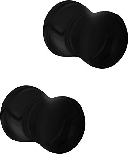 Forbidden Body Jewelry 8mm - 14mm Acrylic Ear Gauges, Solid Double Flared Saddle Plug Earrings Sold in Pairs - style: 8mm (0G) Black