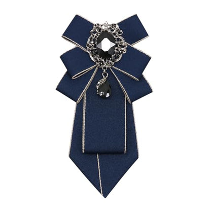 Big Crystal Bow Ties for Men Pre-tied Women Bowtie | Sparkly Laege Rhinestone, Eye-catching Edges, Adjusatble Strap, Polyester Fabric, 6.9"×3.7", Suitable for Suit Wedding Prom - color: Navy Blue