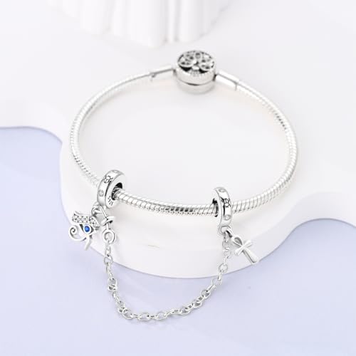 925 Sterling silver Safety Chain Charm for Bracelet Pendants Clip Beads | Infinite Love Butterfly Evil Eye Stopper Spacer dangle Charm for Woman Jewelry Gift - color: Cross Chain