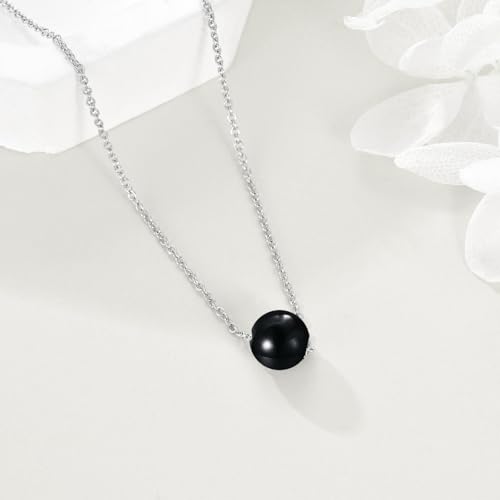 925 Sterling Silver Black Pearl Necklace Choker Jewelry Birthday Gifts for Women - style: Black Onyx