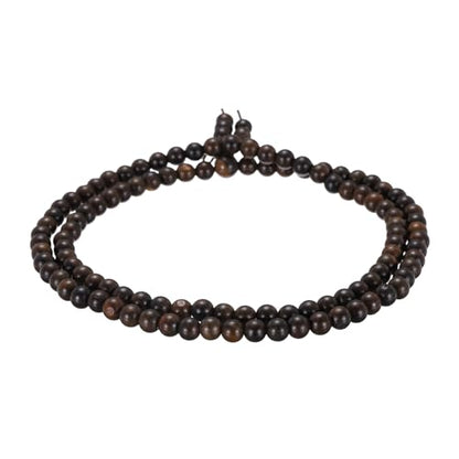 MECCANIXITY Prayer Beads Bracelet, Natural Wooden Bead Mala Bracelets Link Wrist Men Women Beaded Stretch Crafts Bangle - color: Amberwood Color