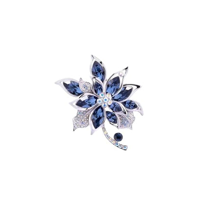 QCWN Large Flower Brooches and Pins for Women Vintage Rhinestone Sunflower Brooch Costume Jewelry Lapel Hat Pins for Wedding Dresses Bouquet Gifts - style: 1Pcs Navy Blue Flower