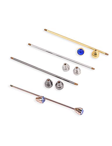 8PCS Men's Crystal Collar Bar Necktie Clasp Lapel Stick Brooch Shirt Collar Stay Cravat Tie Pin Stud Bar Clips Silver Gold Black Rose - color: Gold Silver Black Rose