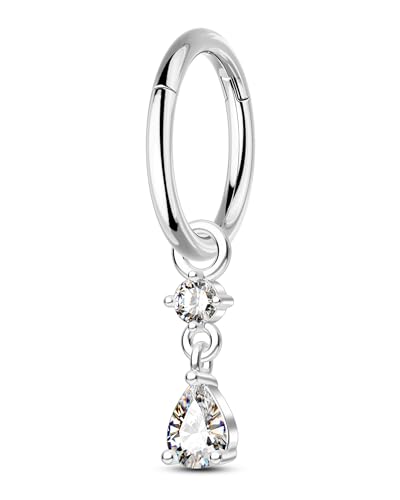 Clicker Belly Button Rings 14G Gold Plated Belly Navel Rings for Women Dangle Navel Piercing Jewelry Stainless Steel 8/10MM - color: WG-10MM