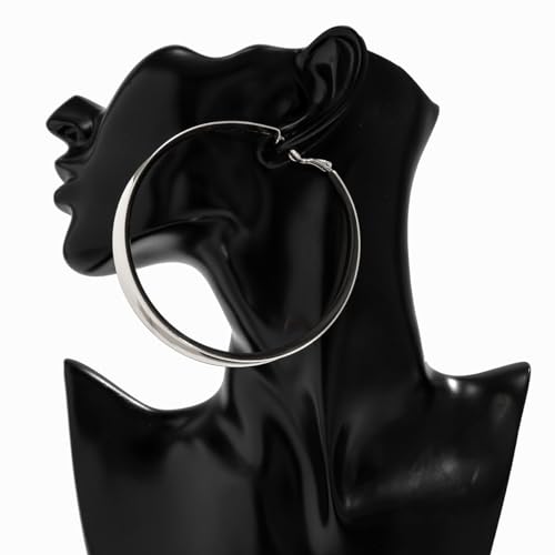 Big Gold Chunky Hoops Earrings for Women Trendy Large Wide Post Thick Drop Dangle Earrings Minimalist Statement Earrings Party Jewelry Gift - color: Big-Silver