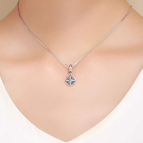 BISAER 925 Sterling Silver Charms for Bracelets Cat Dog Sloth Animal Beads Butterfly Fairy Heart Dangle Pendant Charms - color: Compass