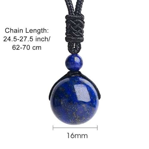 Anjiucc Natural Gemstone Healing Crystals Necklace, Adjustable Chakra Beads Pendant for Women Men, Protection, Energy Balance - color: Lapis Lazuli
