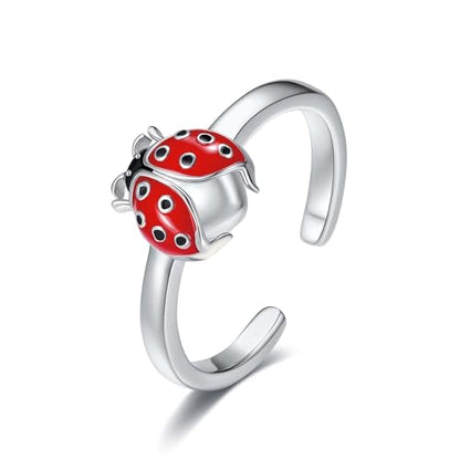 Celtic Knot/Mushroom/Ladybug Toe Rings Sterling Silver Irish Celtic Adjustable Toe Band Ring Pinky Rings Foot Jewelry for Women - style: Ladybug-2