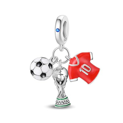 LIGHTDOG 925 Sterling Silve Charms fits Pandora Bracelets Necklace,5A Zircon Dangle Pendant Bead,Mother's Day Gift Jewelry Beads for Women - style: Soccer Champion Charm 2