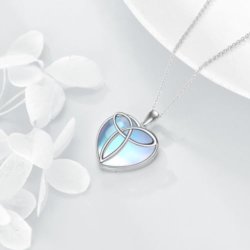 YAFEINI 925 Sterling Silver Moonstone Necklace Filigree Teardrop Pendant Necklace Jewelry for Women Girls - color: W-Moonstone Celtic Trinity Necklace
