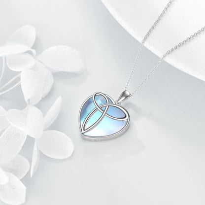 YAFEINI 925 Sterling Silver Moonstone Necklace Filigree Teardrop Pendant Necklace Jewelry for Women Girls - color: W-Moonstone Celtic Trinity Necklace