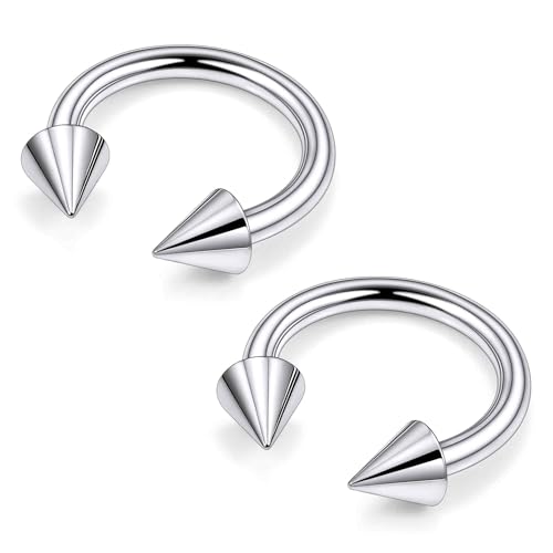 Ruifan 20G 18G 16G 14G 12G Horseshoe Nose Ring Titanium Septum Rings Piercing Jewelry Cartilage Conch Helix Rook Lip Tragus Earring Hoop Eyebrow Retainer For Women Men 6mm 8mm 10mm 12mm 14mm 16mm 19mm - size: Spike: 14G - 12MM