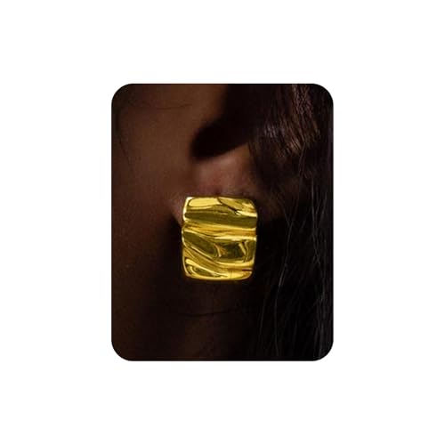 Gold Chunky Earrings for Women Trendy, 14K Gold Plated Dainty Kont Earrings Statement Minimalist Hypoallergenic Stud Earrings - color: Aimran & Gold