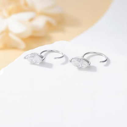 925 Sterling Silver Moissanite Huggie Half Hoop Earrings for Women - style: style 5