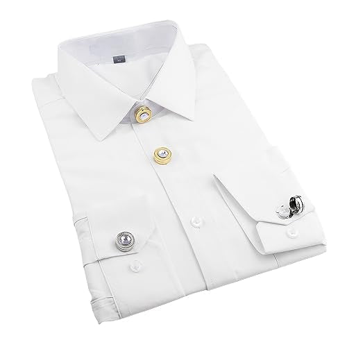 Mens Button Covers Tuxedo Shirt Cufflinks Alternative | Fake cufflinks and alternative fashion jewelry accessories for mens formal business dress shirts suits and groomsmen - color: H Golden purple