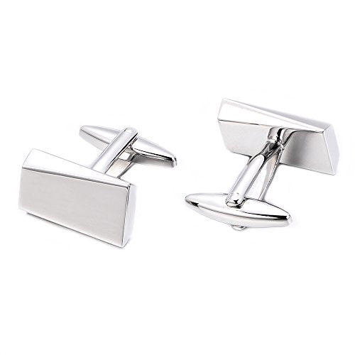 Cufflinks for Men, Stainless Steel Cuff Links Mens for Wedding Business Gifts, Silver, Black, Gold - color: Silver