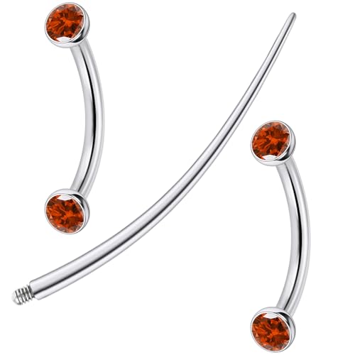 F136 Titanium 16g 6/8/10mm Eyebrow/Rook/Snug/Vertical-Labret/VCH/Snake-Eyes/Anti-Tragus/Christina/Daith/Belly-Button/Bridge/Hood/Surface Curved Barbell Piercing Jewelry for Women Men - color: Orange, size: 10 mm (3/8 in)
