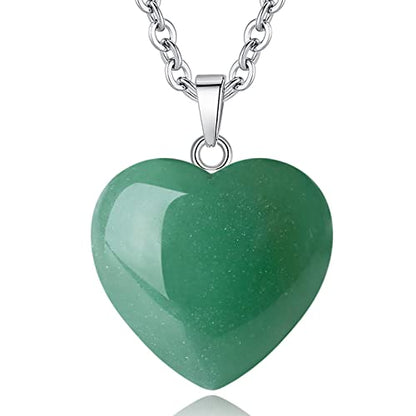 QINJIEJIE Green Aventurine Heart Necklaces Healing Crystals Love Gifts | Love Real Crystal Reiki Energy for Women Mothers Day Gift Green Aventurine Necklaces Jewelry Heart Gifts for Christmas - color: Green Aventurine