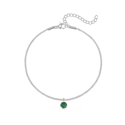 Wellike Silver Ankle Bracelets For Women Waterproof Birthstone Anklets Adjustable Sparkly Chain Silver Plated Stainless Steel Anklet Non Tarnish Jewelry - color: KKWJL185-5